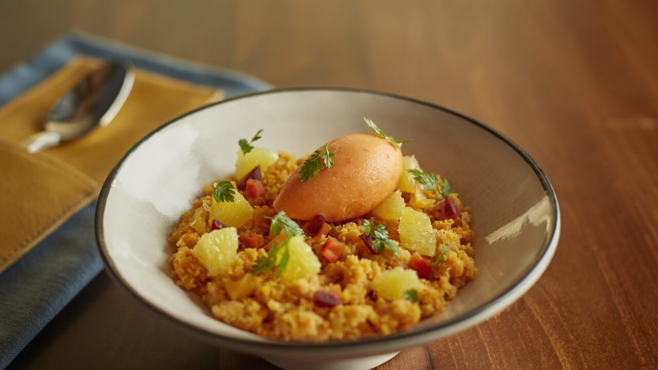 Bowl of colorful food at our North Loop hotel in Minneapolis
