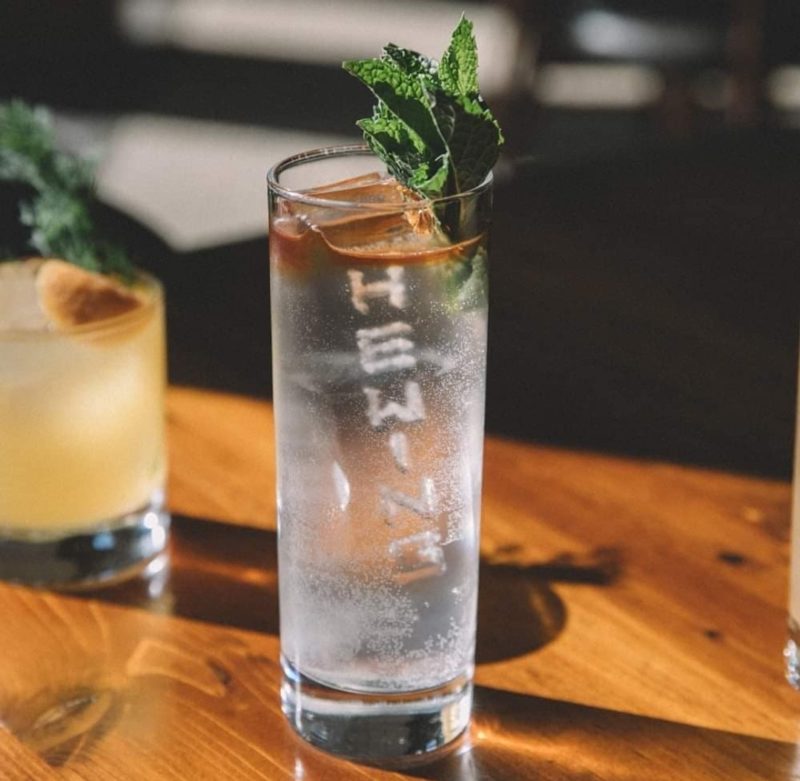 Glass of water with engraved ice at our hotel in downtown Minneapolis
