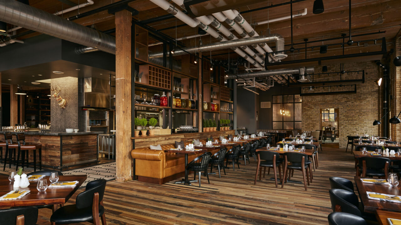 The restaurant at our North Loop hotel in Minneapolis, ready for service
