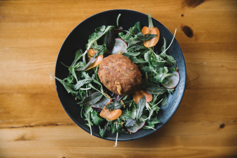 Leafy dark green salad at our downtown hotel in Minneapolis, MN