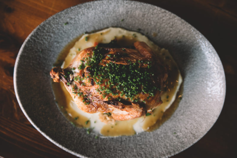 Cooked hen on a plate at our downtown Minneapolis hotel
