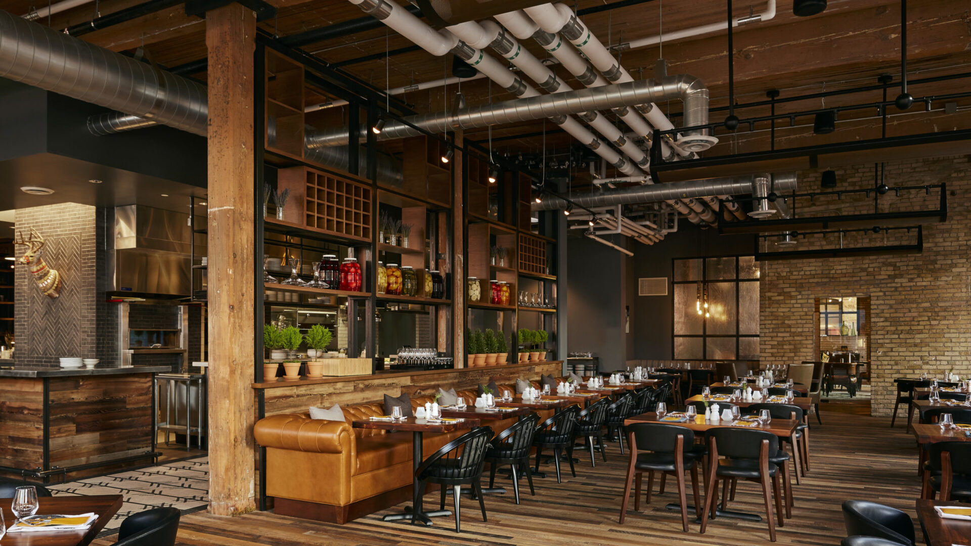 Dining tables set up for the day at our hotel in Minneapolis